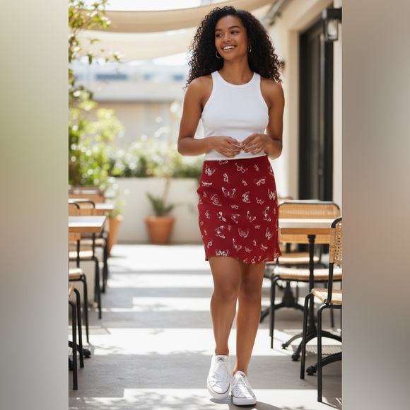 Realisation 100% Silk Par Cookies Mini Skirt S Butterfly Print Elastic Waist - Picture 2 of 9